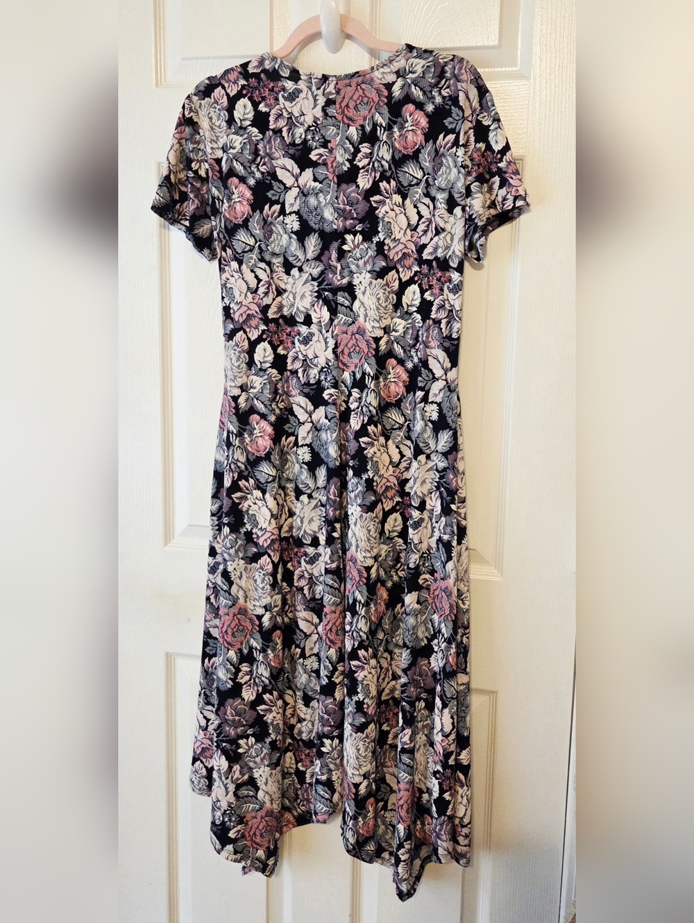 Floral Midi Wrap Dress in Blue and Pink - Picture 2 of 4
